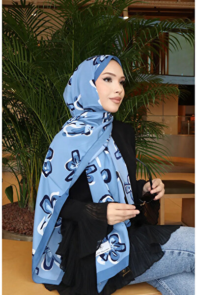 sefamerve شال كابري بنمط الزهور 70344-03 أسود نيلي