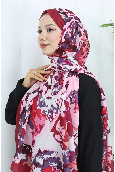 sefamerve Μαλακό σάλι με σχέδιο 70317-09 Ξηρό τριαντάφυλλο κερασιού