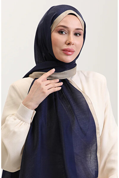 sefamerve Κεχριμπάρι Πολυτελές Σάλι 70274-11 Ναυτικό Μπεζ