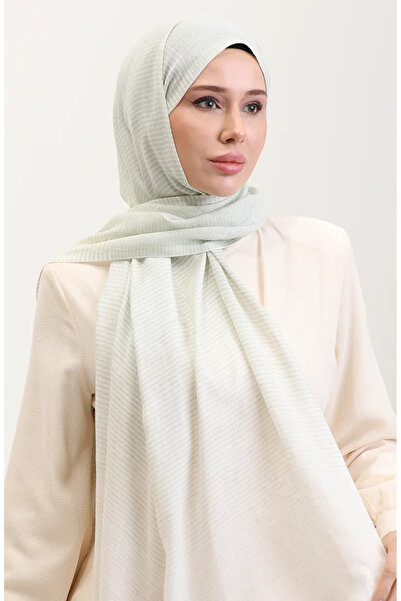 sefamerve Σάλι από λινό με σχέδιο ρίγες 70286-03 Πράσινο μέντας