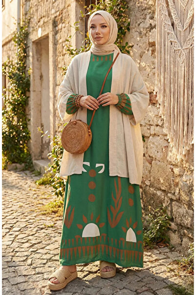 sefamerve Φόρεμα με λαβή ελαστικό 0084-05 Πράσινο