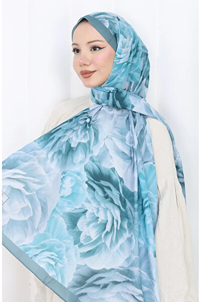 sefamerve Βαμβακερό σάλι με σχέδιο κουσουρίστρα 70322-08 Ανοιχτό πετρέλαιο