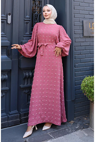 sefamerve Φόρεμα Aerobin Fabric Belted 0130-02 Dusty Rose