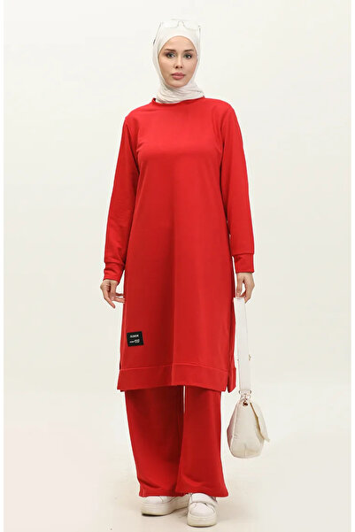 sefamerve Červená dvoustrunná souprava tuniky a kalhot - 0044-18