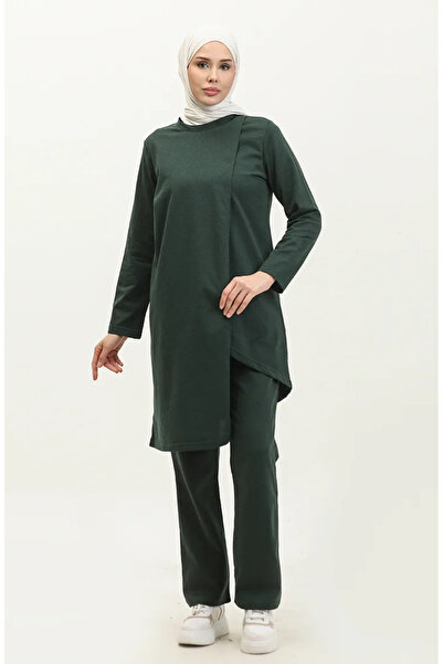 sefamerve بدلة رياضية غير متماثلة بخيطين 03076-10 أخضر زمردي