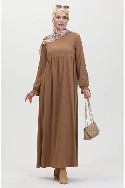 sefamerve Shromážděné šaty s rukávy z norkového volánu - 1011-01