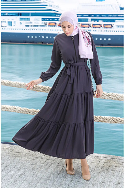 sefamerve Φόρεμα με μισό φερμουάρ 1202-03 Anthracite