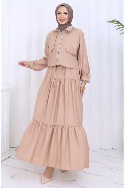 sefamerve Ολόσωμο Φόρμα Δύο Τεμαχίων με Ελαστικό Μανίκι και Φερμουάρ 0129-08 ...