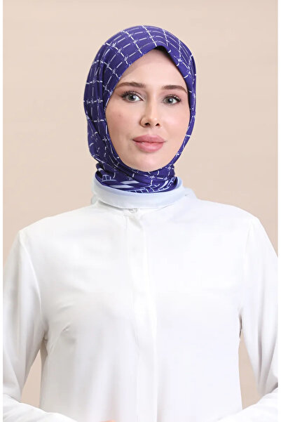 sefamerve Синій кремовий м'який бавовняний шарф - 19091-04