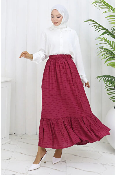 sefamerve Beli Lastikli Etek 2127-02 Fuşya