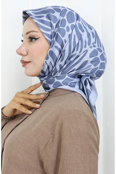 sefamerve Ψηφιακό κασκόλ από ρεγιόν 70302-06 Ινδίγκο