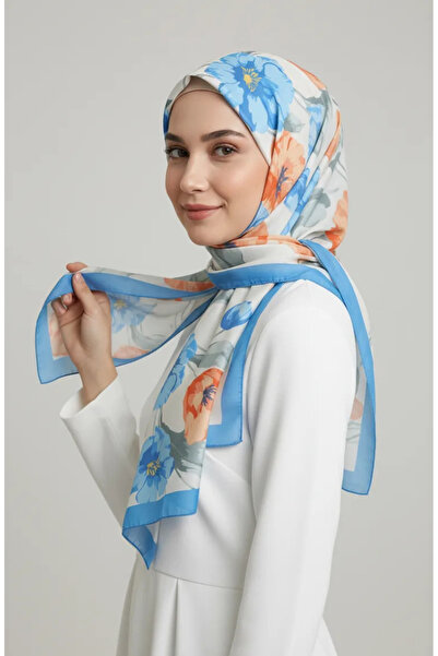 sefamerve Σάλι με σχέδιο 1008-02 μπλε κοβαλτίου Πλακάκι