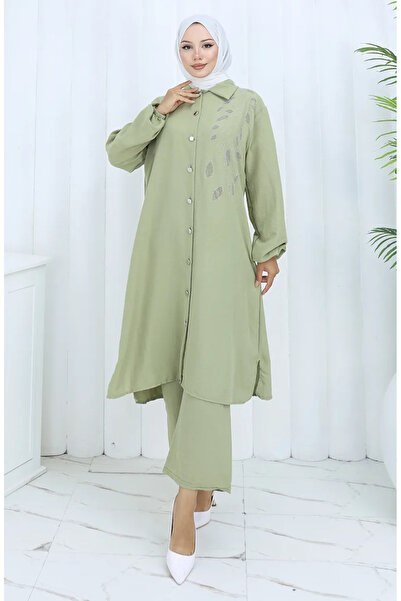 sefamerve طقم بنطلون تونيك من قماش ايروبين مكون من قطعتين 2134-02 كاكي