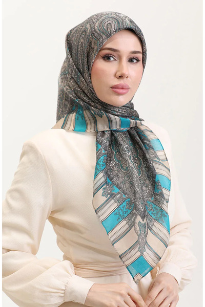 sefamerve Εθνοτικό κασκόλ κεχριμπαρένιο 70275-09 Πράσινο μέντας