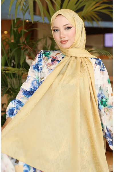 sefamerve Σάλι Karaca Jacquard 81096-07 Κίτρινο