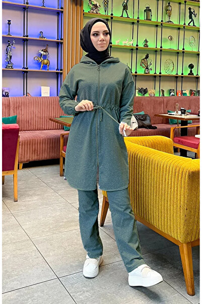 sefamerve Σετ αθλητικής φόρμας με δύο κορδόνια στη μέση 03070-05 Χακί