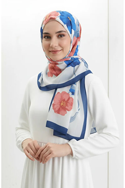 sefamerve Σάλι με σχέδιο 1008-01 Navy Blue Dusty Rose