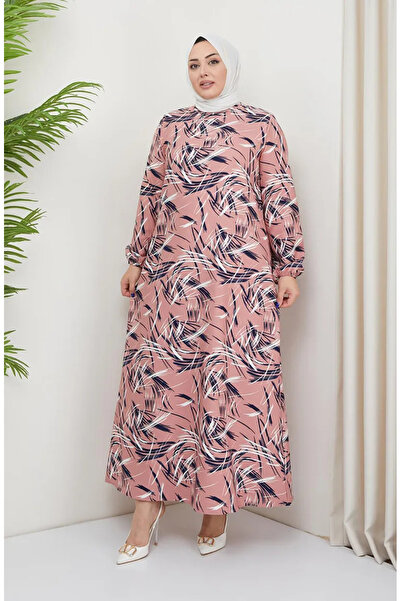 sefamerve Φόρεμα Plus Size με σχέδιο πούδρας - 0711-02