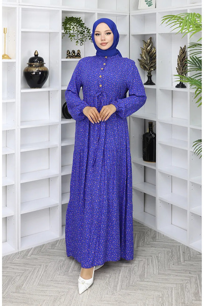 sefamerve Φόρεμα με μοτίβο από ύφασμα βισκόζης 0068-02 Saks