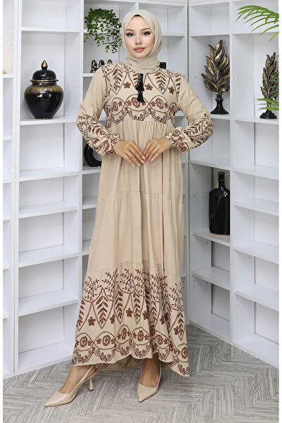 sefamerve فستان فيسكوز منقوش 4076-06 مينك