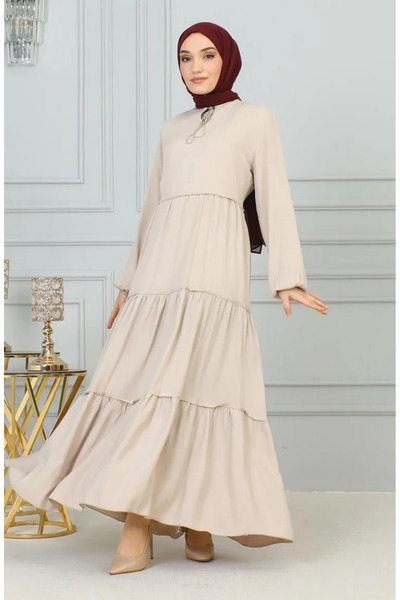 sefamerve Φόρεμα με φούντα 0229-07 Mink