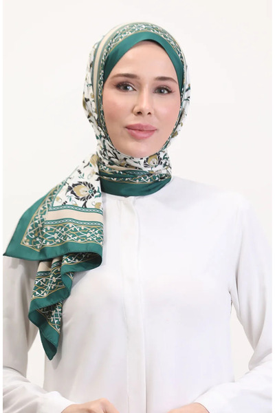 sefamerve Οθωμανικό Σάλι 70251-06 Σμαραγδένιο Πράσινο Μουστάρδα