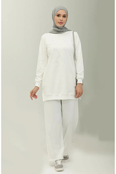 sefamerve Σετ πέτρινο τουνίκ και παντελόνι - Σετ δύο 20030-01 Εκρού