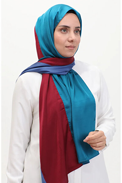 sefamerve Karaca Üç Renkli Şal 81049-09 İndigo Bordo Petrol