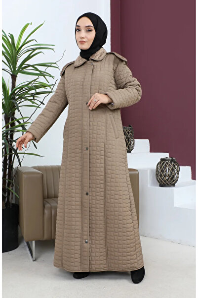 sefamerve معطف مبطن منقوش بالألماس المنك مقاس كبير 5062-04