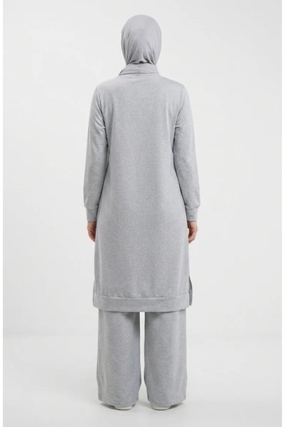 sefamerve Slit Detailed Tracksuit Set 3083-03 Gray