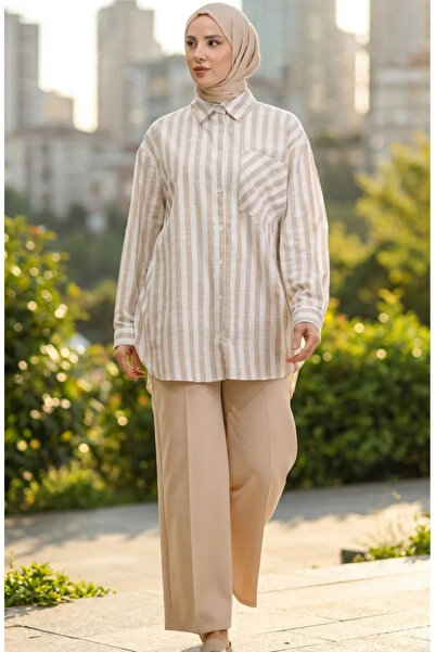 sefamerve Πουκάμισο με ρίγες από λινό βιζόν - 4817-03