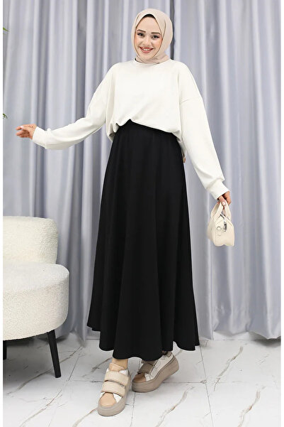 sefamerve Oysho Kumaş Etek 5578-04 Siyah