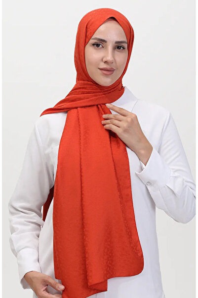 sefamerve Madame Mary Çiçekli Jakar Şal 19086-13 Kiremit