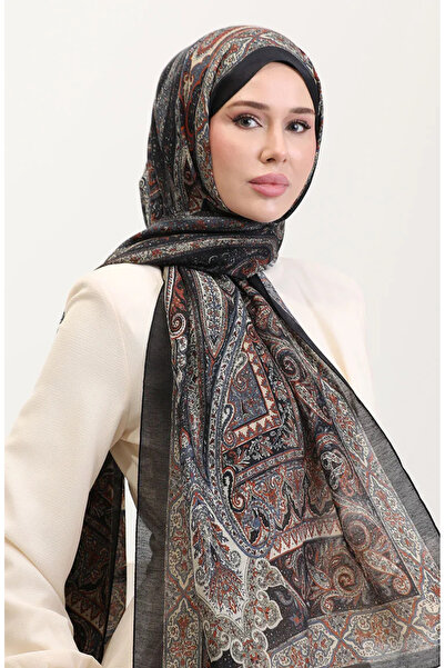 sefamerve Етнічний бурштиновий шарф 70277-04 Чорний Бежевий