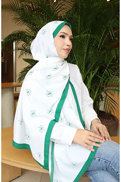 sefamerve Σάλι Κάπρι με σχέδιο 70351-05 Πράσινο Εκρού