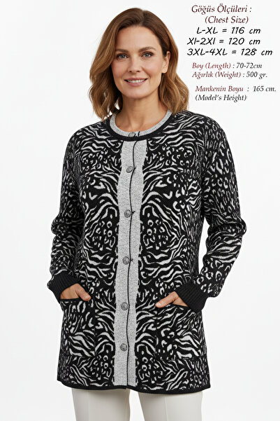 Laden Angora Knitwear Large Size Thick Soft Women's Winter Mother Black Leopa...