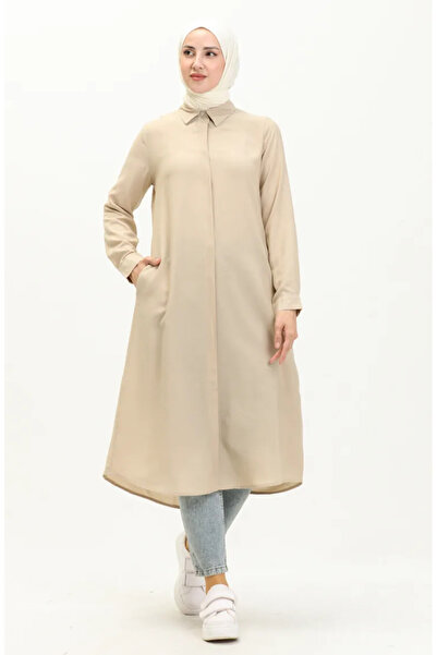 sefamerve تونيك فيسكوز بجيب مخفي بلون الحجر - 6435-26