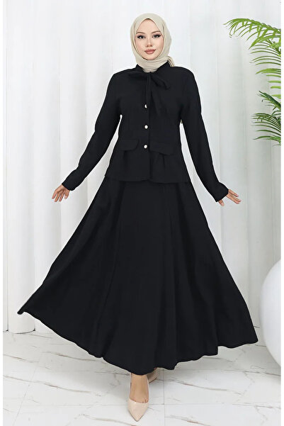 sefamerve Shirt Skirt Double Suit 11309-01 Black