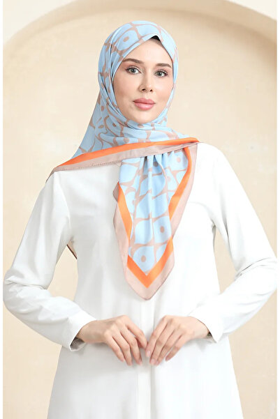 sefamerve Μαλακό βαμβακερό κασκόλ Mink Baby Blue - 19090-12