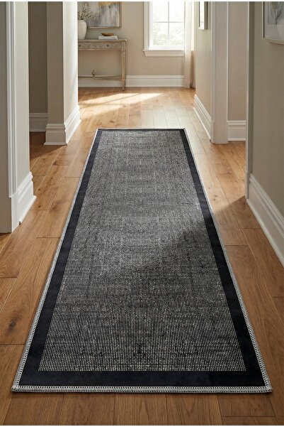 VOPTEKS Siyah Halı Yolluk Makinede Yıkanabilir Halı Kaymaz Taban Halı