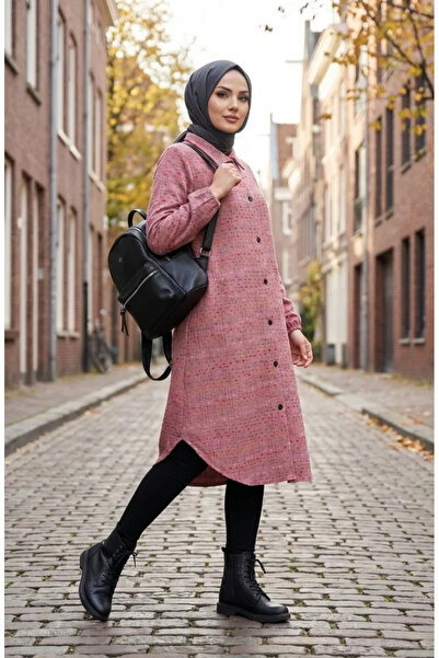 sefamerve توب شتوي رجالي بأزرار 2506-03 لون وردي باهت