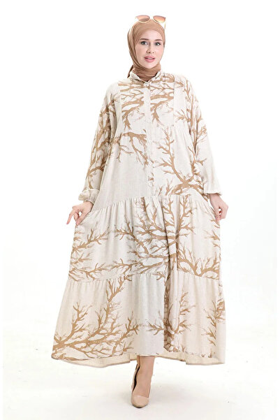 sefamerve فستان بنمط نصف زر 2110-02 مينك