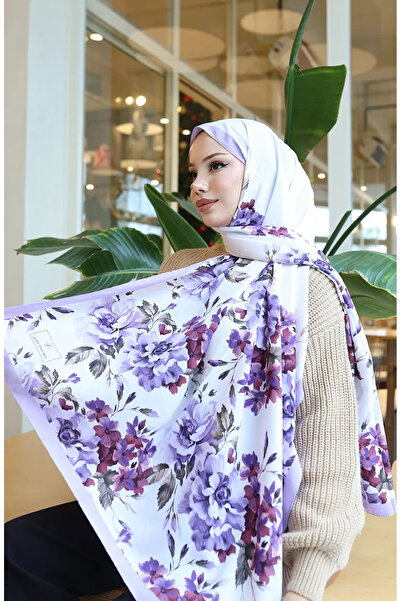 sefamerve Cvetni dezen Kapri šal 70349-03 Lila ekru