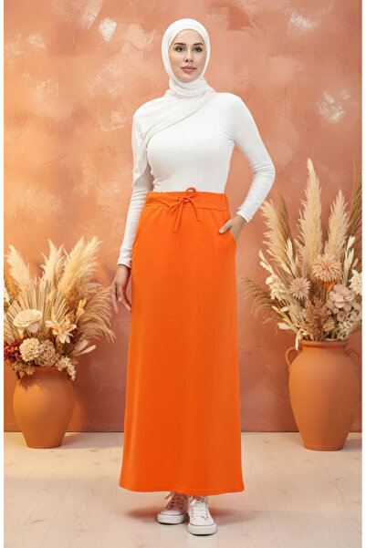 sefamerve Πορτοκαλί 0152-27 Μοντέλο Αθλητική Φούστα Τσέπης