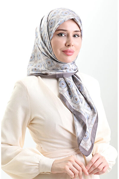 sefamerve Κασκόλ από ρεγιόν με γεωμετρικό σχέδιο Karaca 82021-01 Μπλε βιζόν