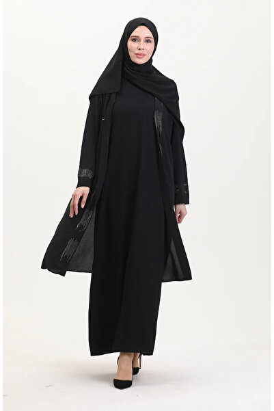 sefamerve Sada černých šatů a vest větší velikosti - 6140-03