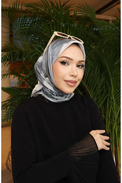 sefamerve Κασκόλ από βαμβακερό σχέδιο 70334-06 Ασημί Γκρι Γκρι