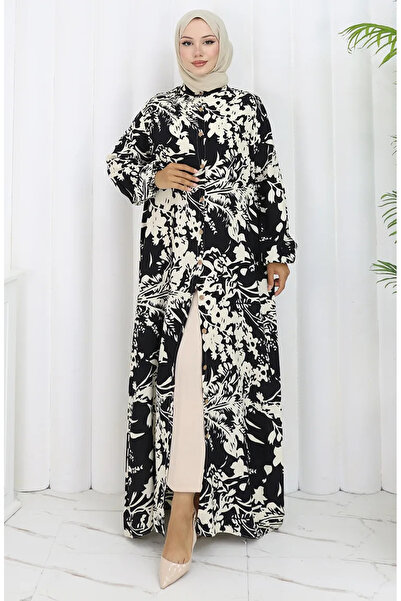 sefamerve فستان من قماش الفسكوز بطول كامل 0120-04 مينك أسود