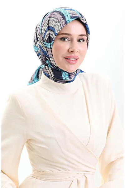 sefamerve Φουλάρι Karaca Rayon 81055-11 Navy Blue Turquoise