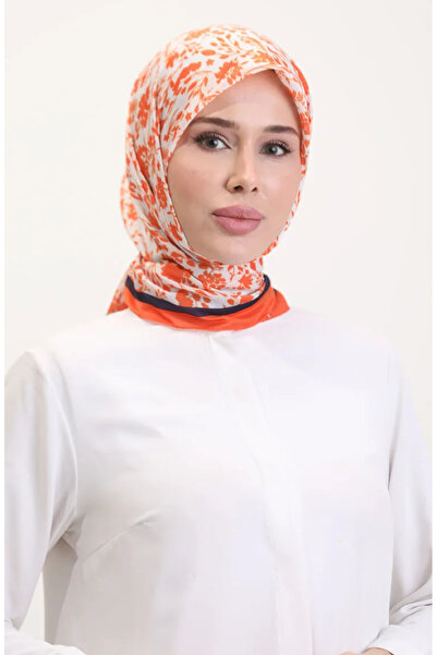 sefamerve وشاح ناعم منقوش 70261-06 برتقالي أزرق داكن